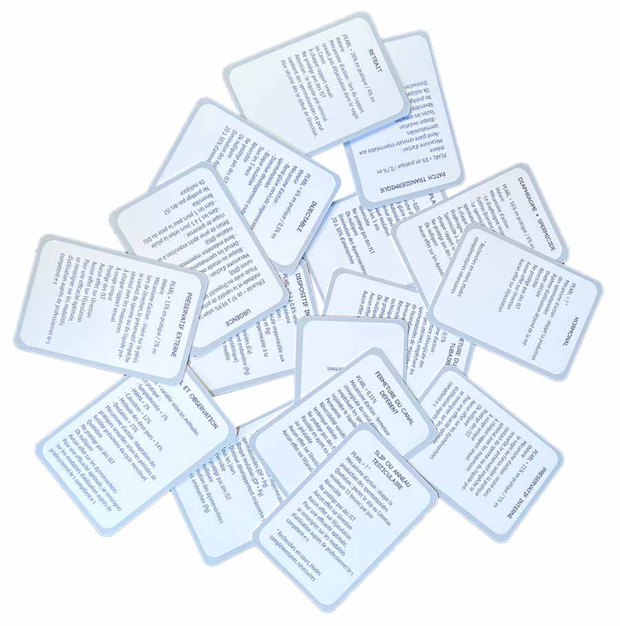 Jeu de cartes ELEKTO contraception 16 cartes information du contraceptif : efficacité, mécanisme d'action, etc.